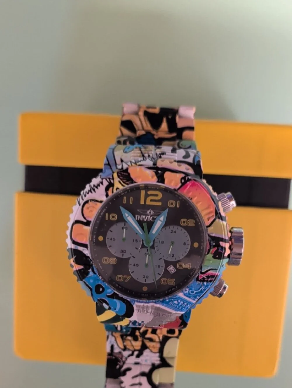 Invicta Multicolor Graffiti-Style Chronograph Watch